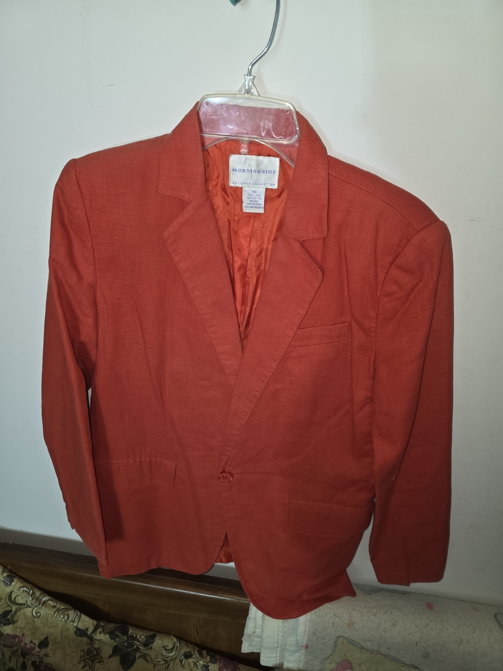 Women's Rust-Orange Single-Breasted Blazer